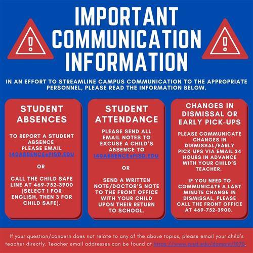 Please email 140absence@pisd.edu OR call 469-752-3900